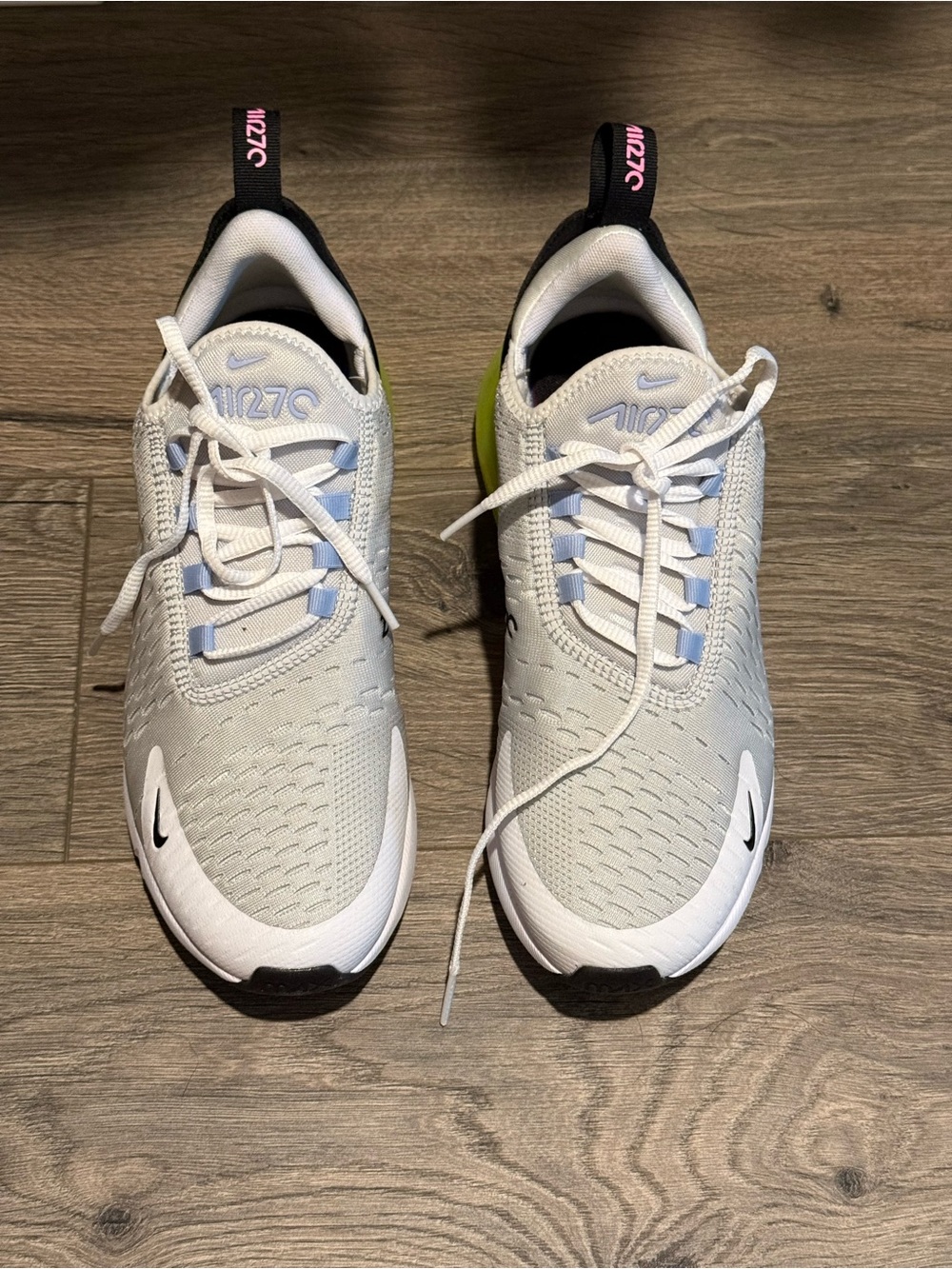Nike Air Max 270 in Light Gray, Black & Neon Yellow Accents